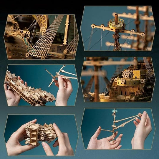 Future Pirate Steampunk Ship Model Kit 3D Wooden Puzzle Adventure