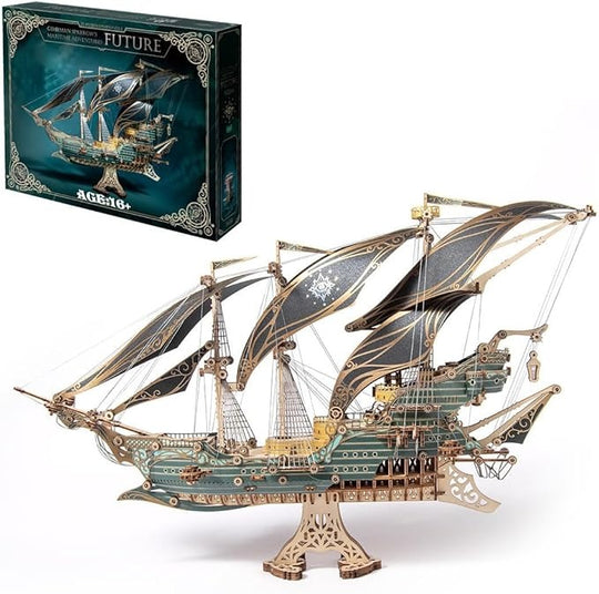Future Pirate Steampunk Ship Model Kit 3D Wooden Puzzle Adventure