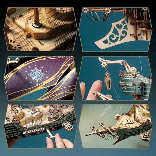 Future Pirate Steampunk Ship Model Kit 3D Wooden Puzzle Adventure