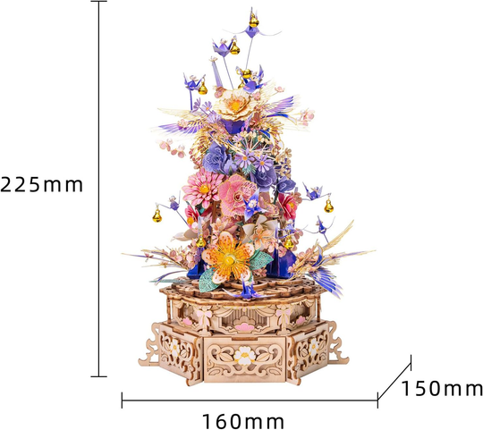 DIY 3D Wooden Music Box with Metal Flower