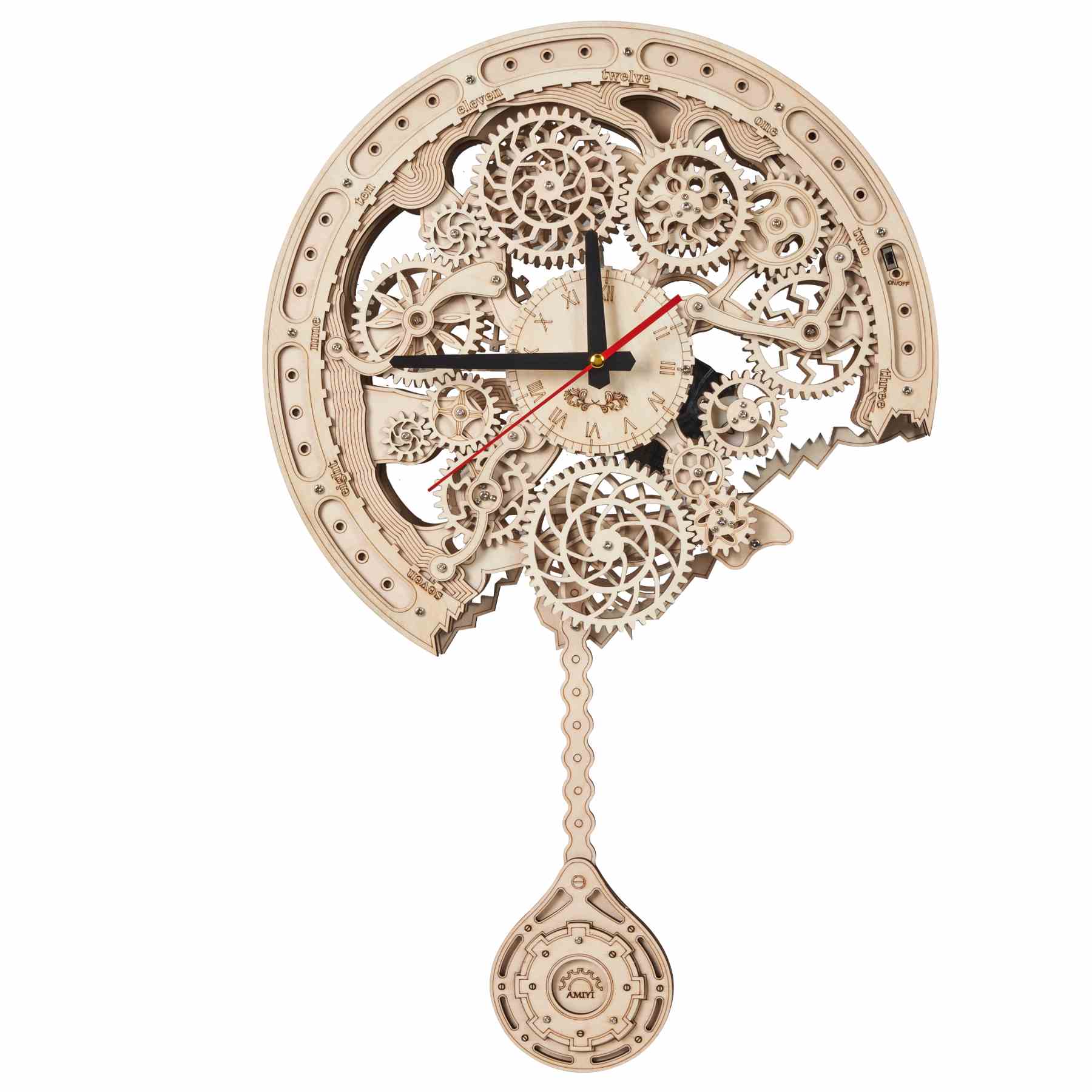 gear clock 3D Wooden Puzzle Mechanical Gear Clock DIY Wall Pendulum Clock Puzzle – wewowood