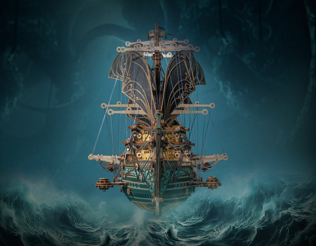 Future Pirate Steampunk Ship Model Kit 3D Wooden Puzzle Adventure
