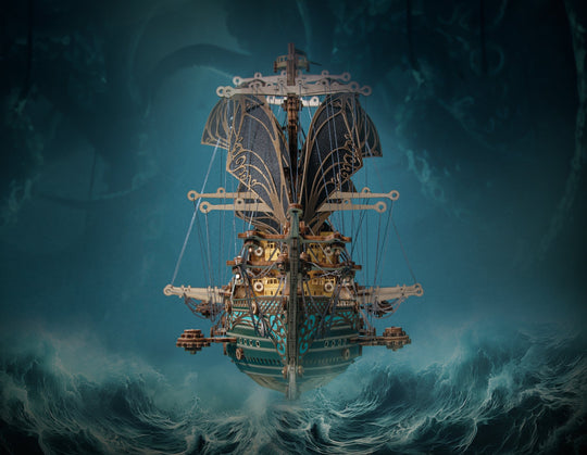 Future Pirate Steampunk Ship Model Kit 3D Wooden Puzzle Adventure
