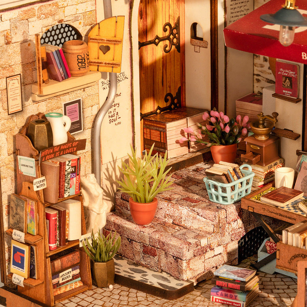 Corner Bookstore DIY Miniature House Kit