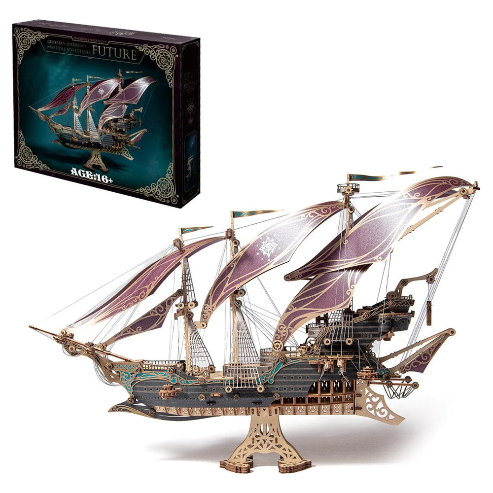 Future Pirate Steampunk Ship Model Kit 3D Wooden Puzzle Adventure