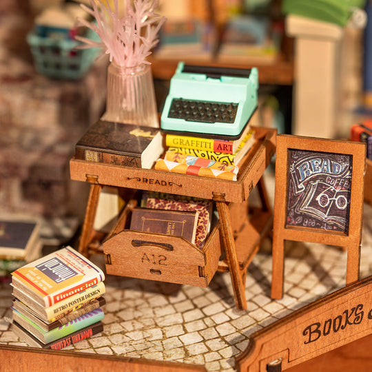 Corner Bookstore DIY Miniature House Kit