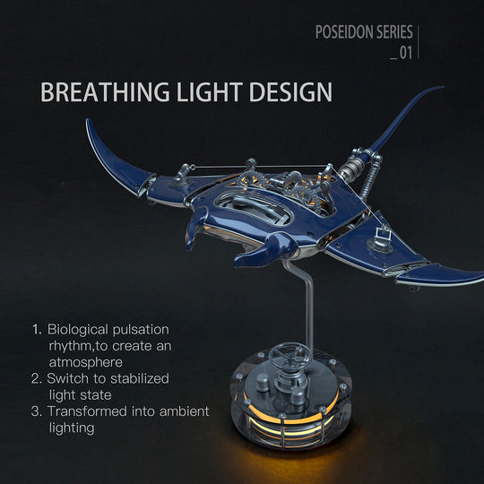 Innovative Mechanical Steampunk Style Manta Ray 3D Metal Model