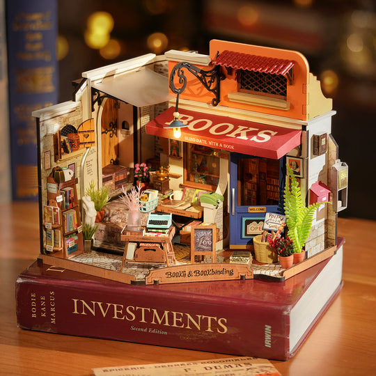 Corner Bookstore DIY Miniature House Kit