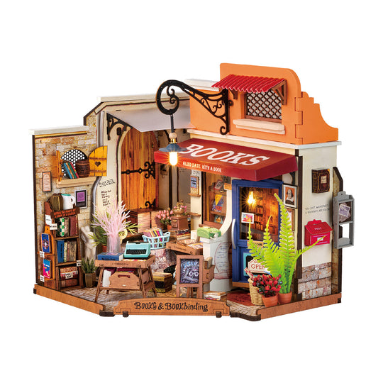 Corner Bookstore DIY Miniature House Kit