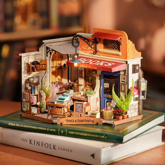 Corner Bookstore DIY Miniature House Kit