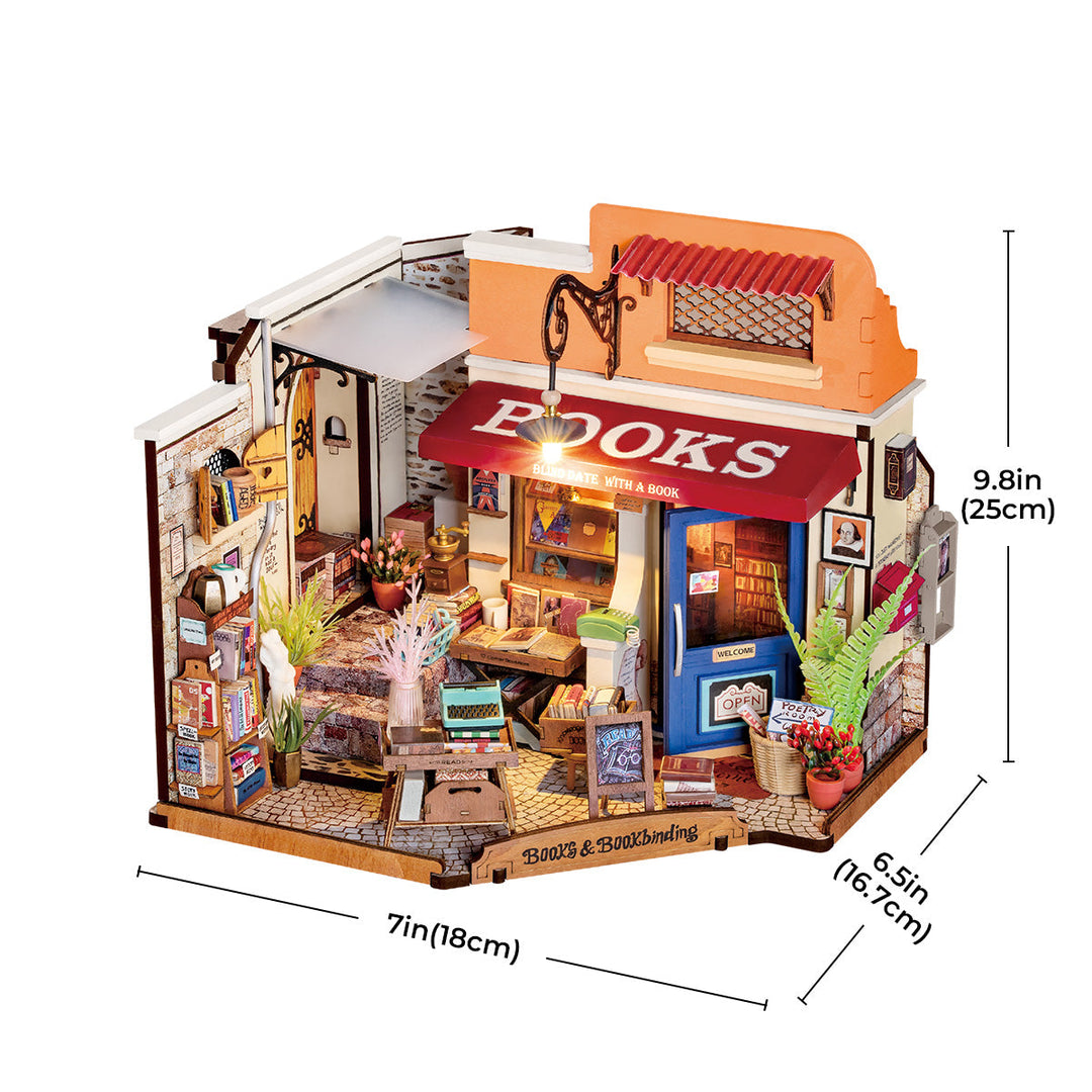 Corner Bookstore DIY Miniature House Kit