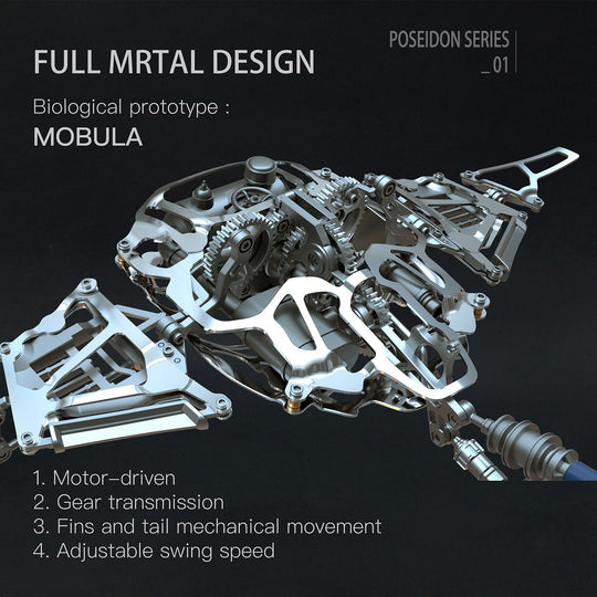 Innovative Mechanical Steampunk Style Manta Ray 3D Metal Model