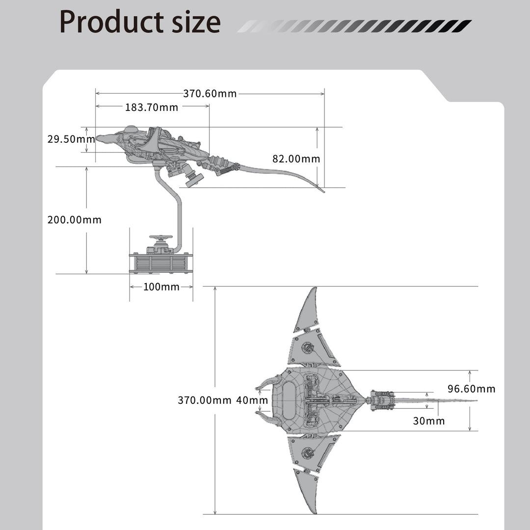 Innovative Mechanical Steampunk Style Manta Ray 3D Metal Model