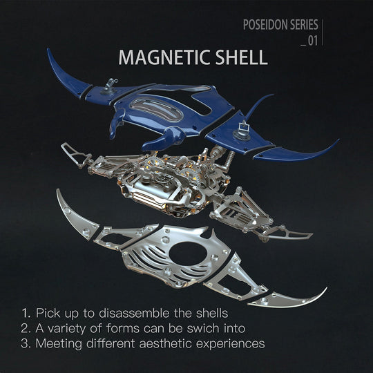 Innovative Mechanical Steampunk Style Manta Ray 3D Metal Model