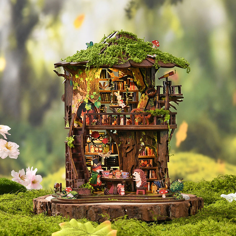 Wewowood Forest Language Tea Book DIY Miniature House