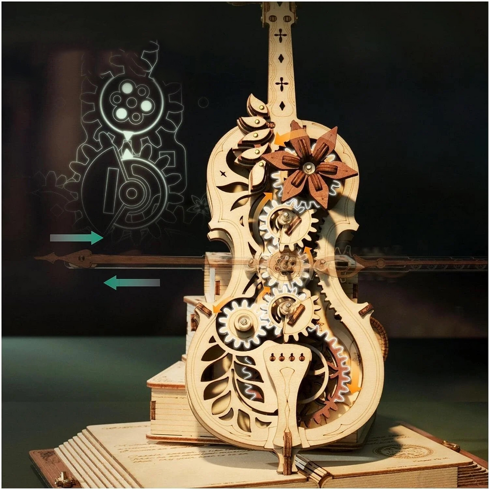 Magic Cello Mechanical Music Box 3D Wooden Puzzle