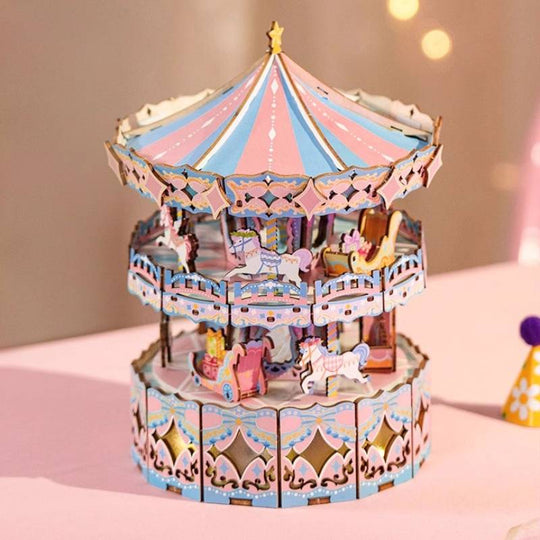 Carousel DIY Music Box 3D Wooden Puzzzle