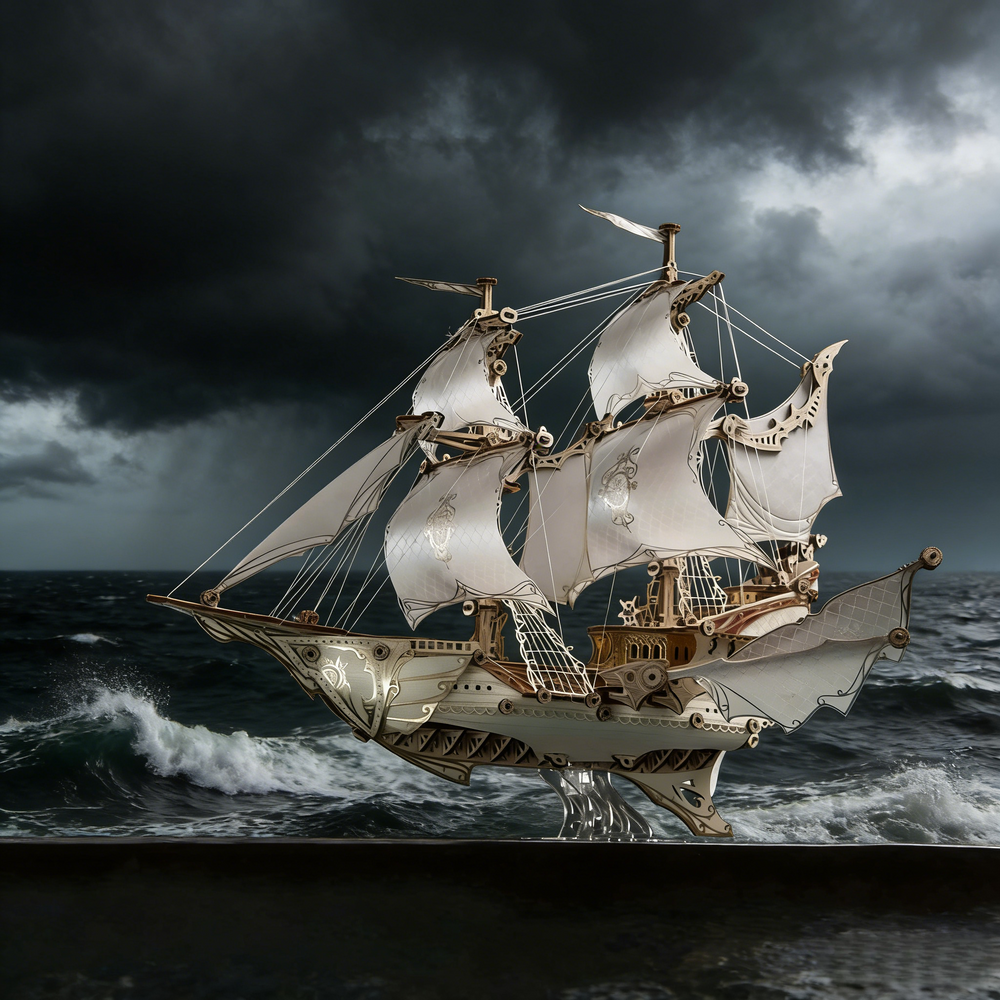 Fantasy Elf Ship DIY 3D Wooden Puzzle Kit