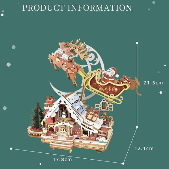 Festive Rotating Santa Sleigh Music Box