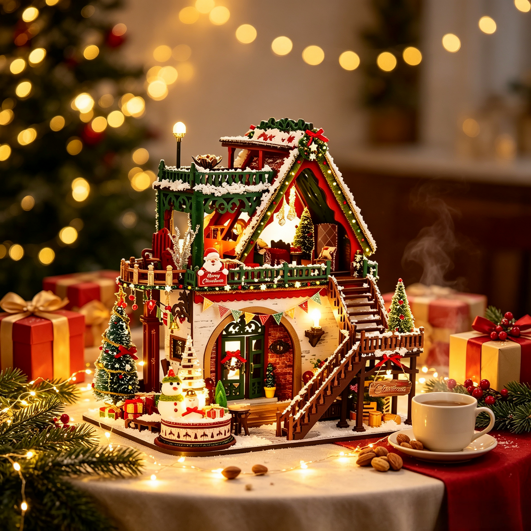Snowy Christmas Lodge DIY Miniature House