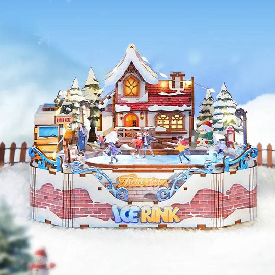 Ice Rink Spinning Skater DIY Wooden Music Box