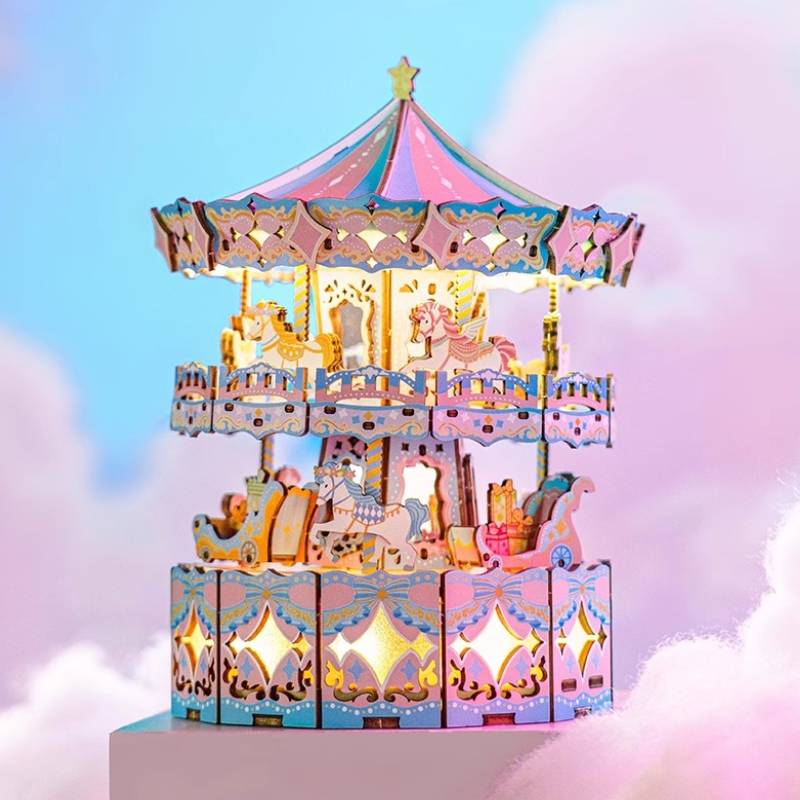 Carousel DIY Music Box 3D Wooden Puzzzle