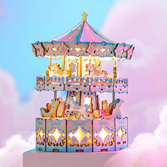 Carousel DIY Music Box 3D Wooden Puzzzle