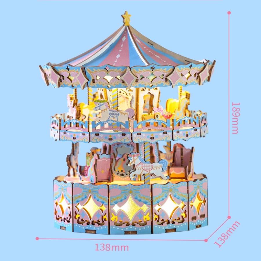 Carousel DIY Music Box 3D Wooden Puzzzle