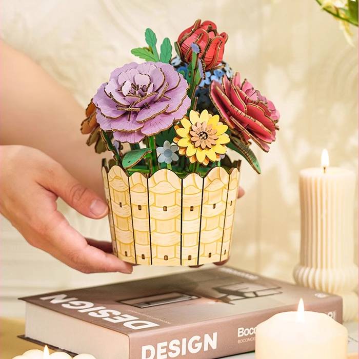 Floral Symphony DIY Music Box 3D Wooden Puzzle