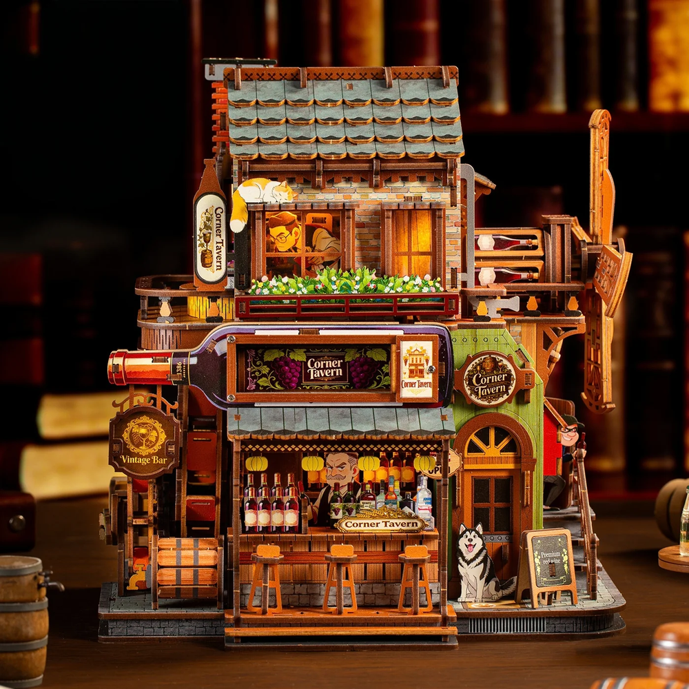 Corner Tavern Mechanical 3D Wooden Puzzle