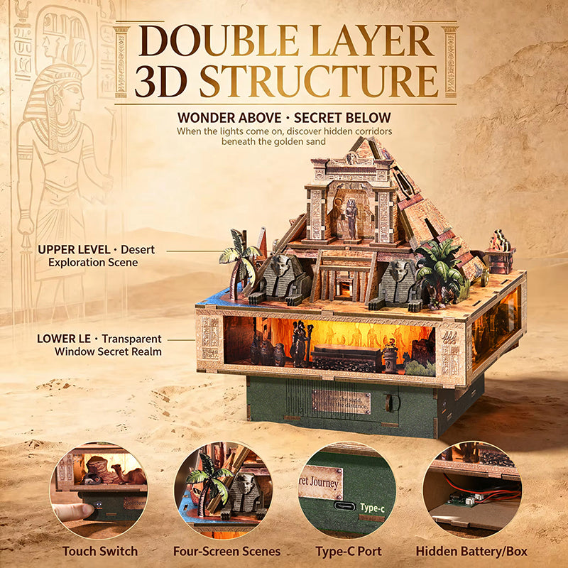 Desert Secret Journey Wooden Music Box Model