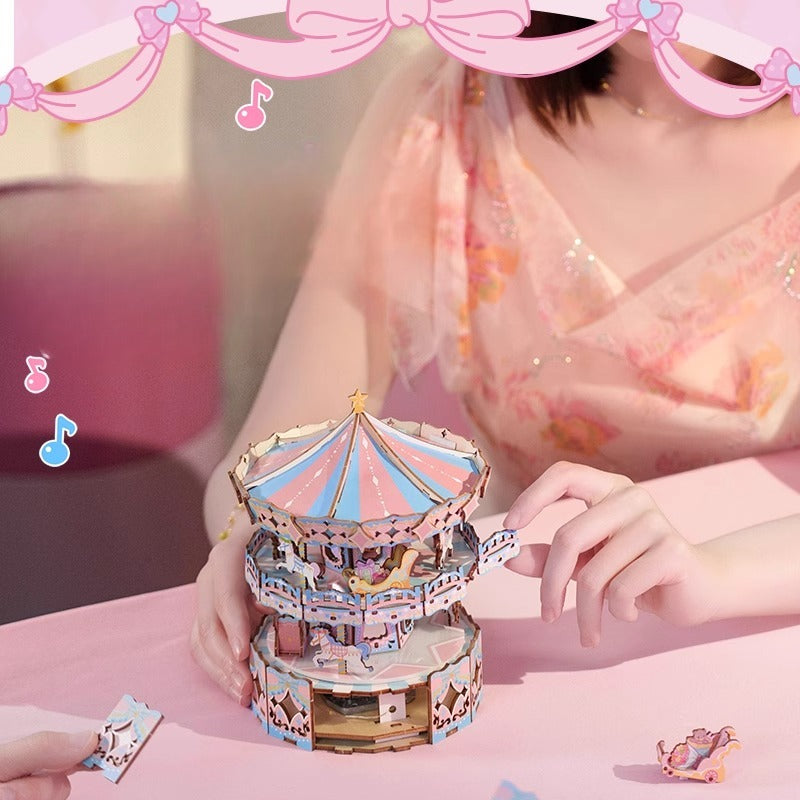 Carousel DIY Music Box 3D Wooden Puzzzle
