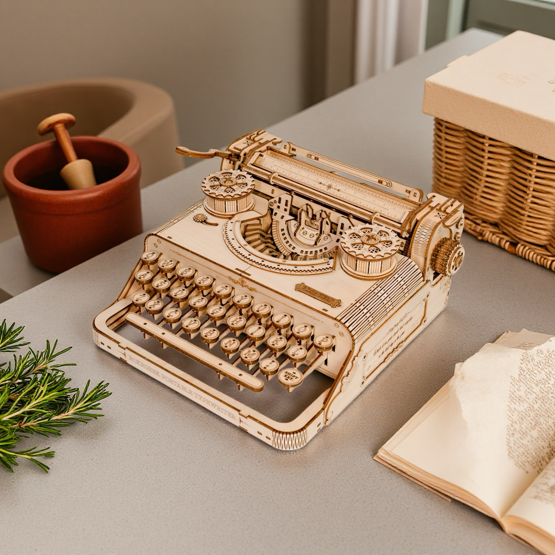 Vintage Mechanical Typewriter 3D Wooden Puzzle