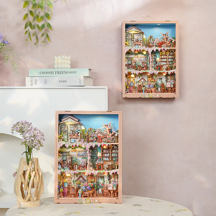 DIY 3D Wooden Story Frame Puzzle Floral Apartment Miniature Kit