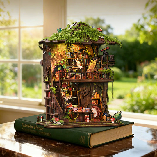 Wewowood Forest Language Tea Book DIY Miniature House
