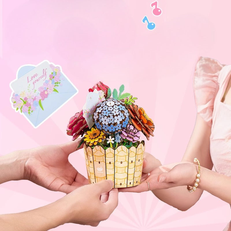 Floral Symphony DIY Music Box 3D Wooden Puzzle