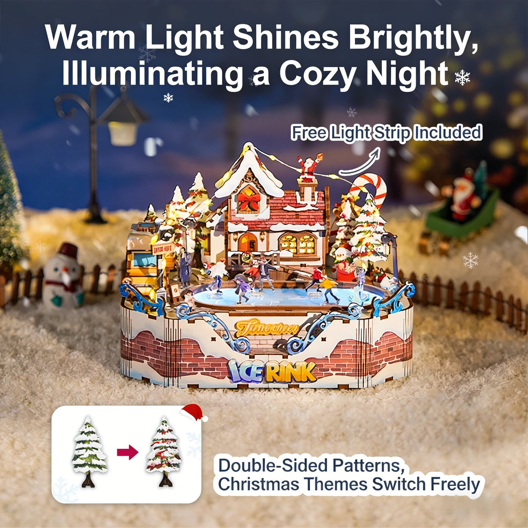 Ice Rink Spinning Skater DIY Wooden Music Box