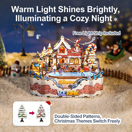 Ice Rink Spinning Skater DIY Wooden Music Box