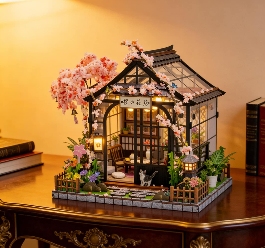 Japanese Spring Sakura Greenhouse DIY Miniature Kit