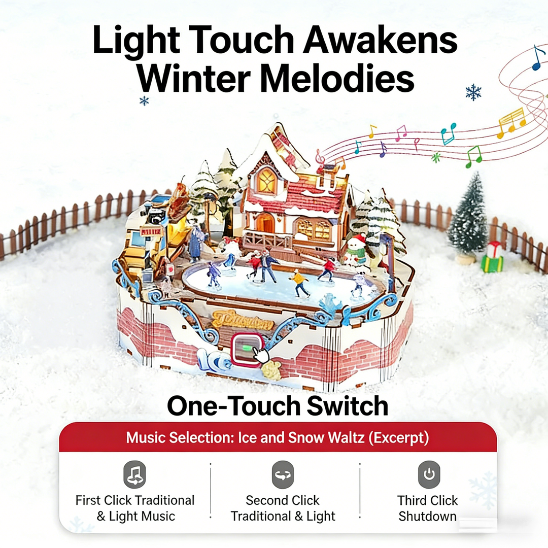 Ice Rink Spinning Skater DIY Wooden Music Box