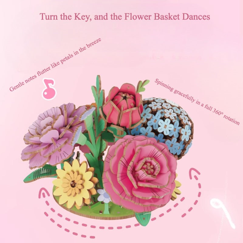 Floral Symphony DIY Music Box 3D Wooden Puzzle