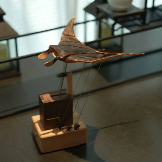 Handmade Wooden Electric Bionic Manta Ray Ornament