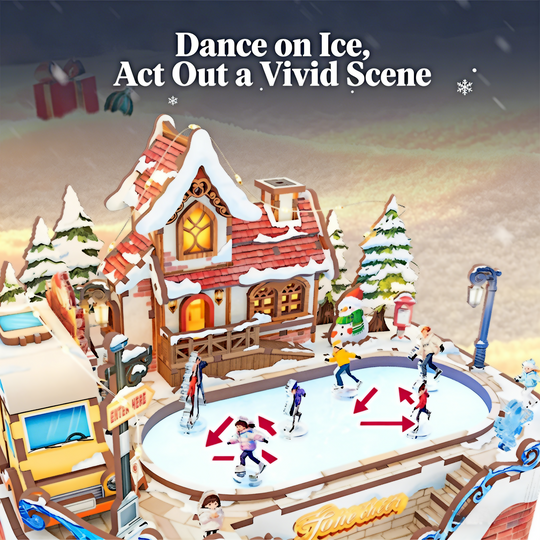 Ice Rink Spinning Skater DIY Wooden Music Box