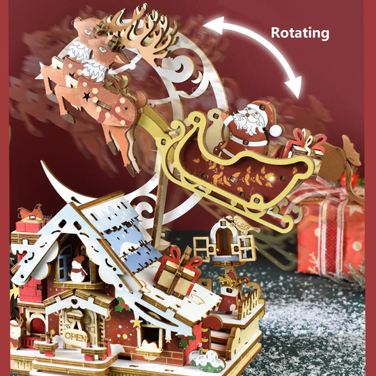 Festive Rotating Santa Sleigh Music Box