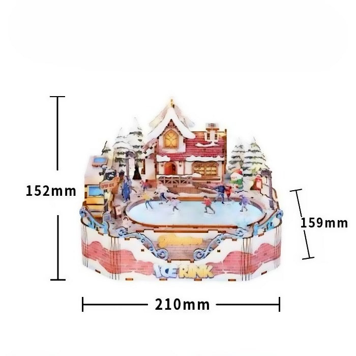 Ice Rink Spinning Skater DIY Wooden Music Box