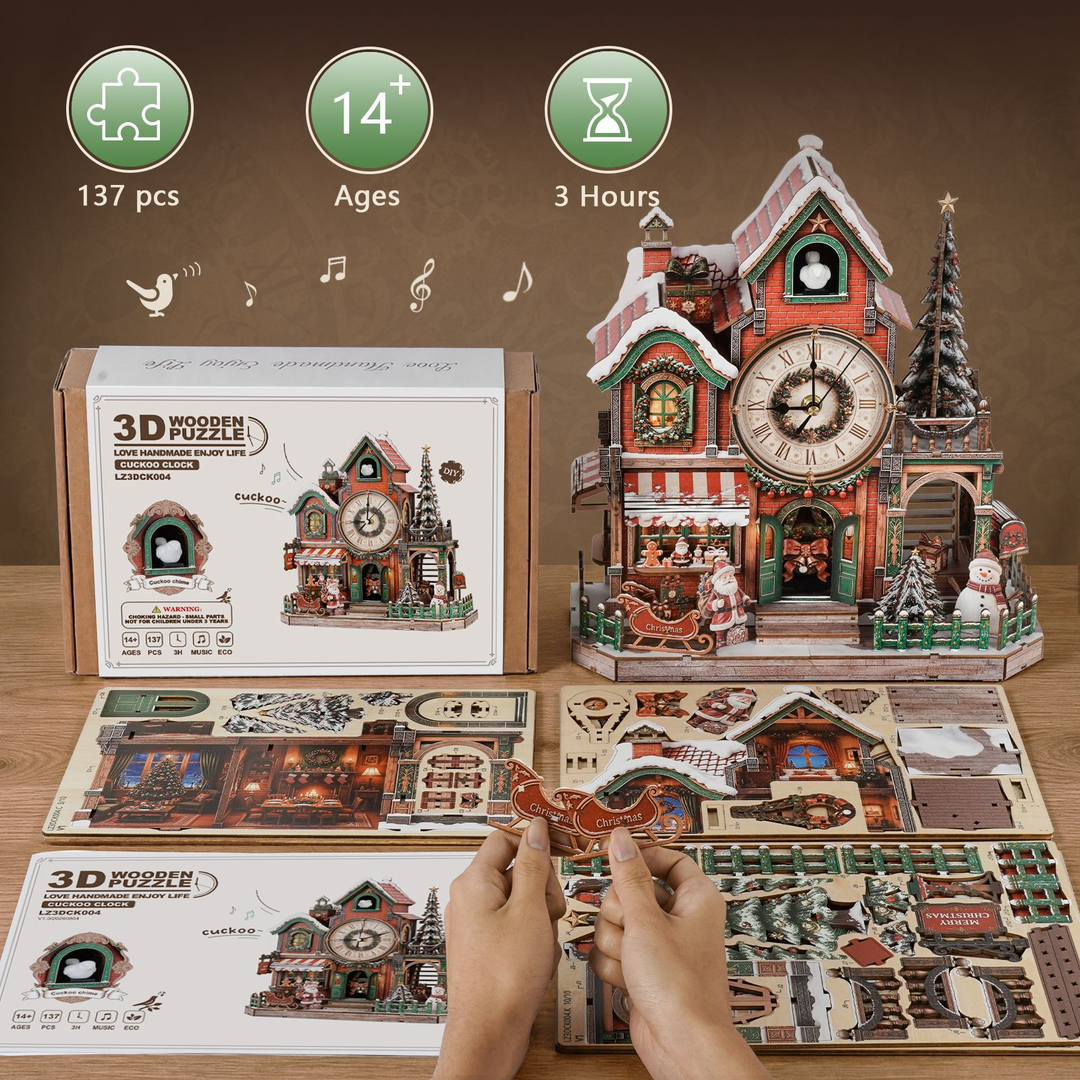 Christmas Cuckoo Clock House 3D Wooden Puzzle
