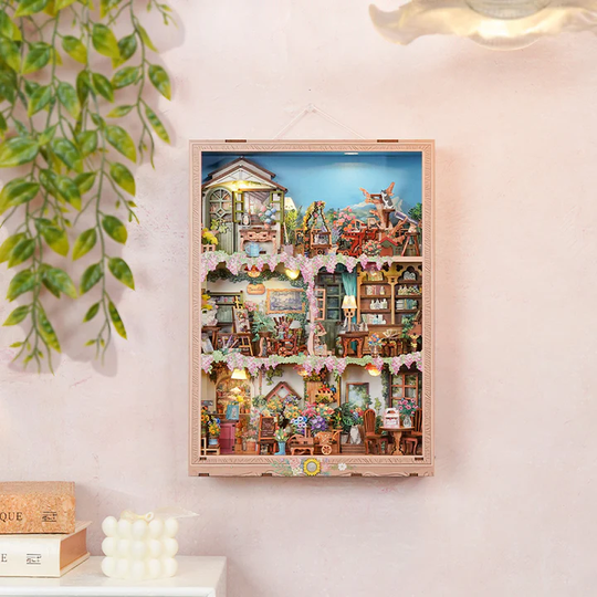 DIY 3D Wooden Story Frame Puzzle Floral Apartment Miniature Kit
