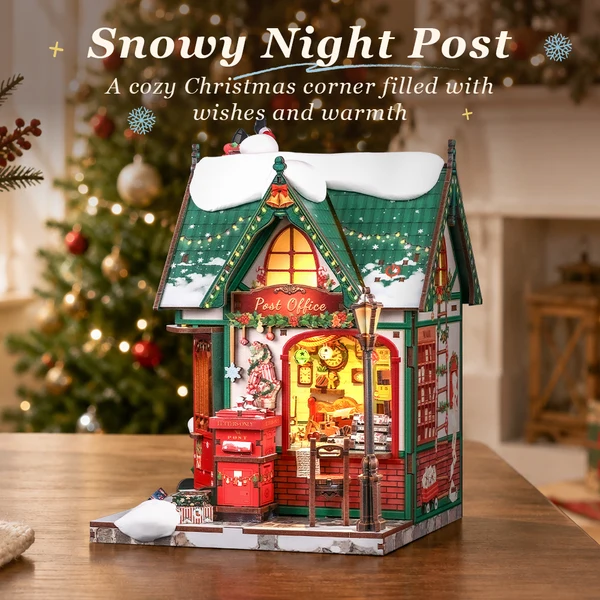 Snowy Night Post DIY Miniature House