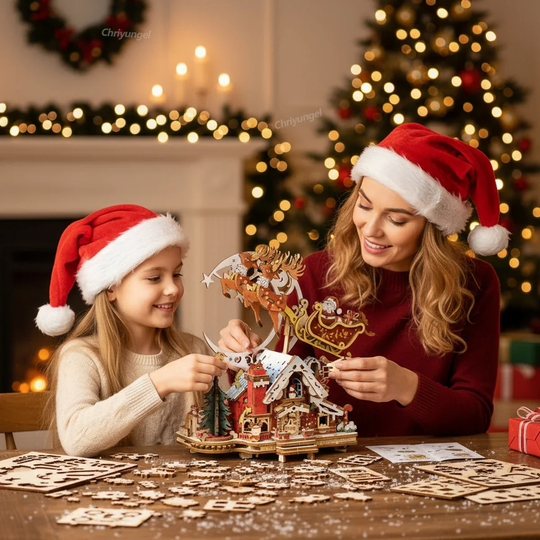 Festive Rotating Santa Sleigh Music Box