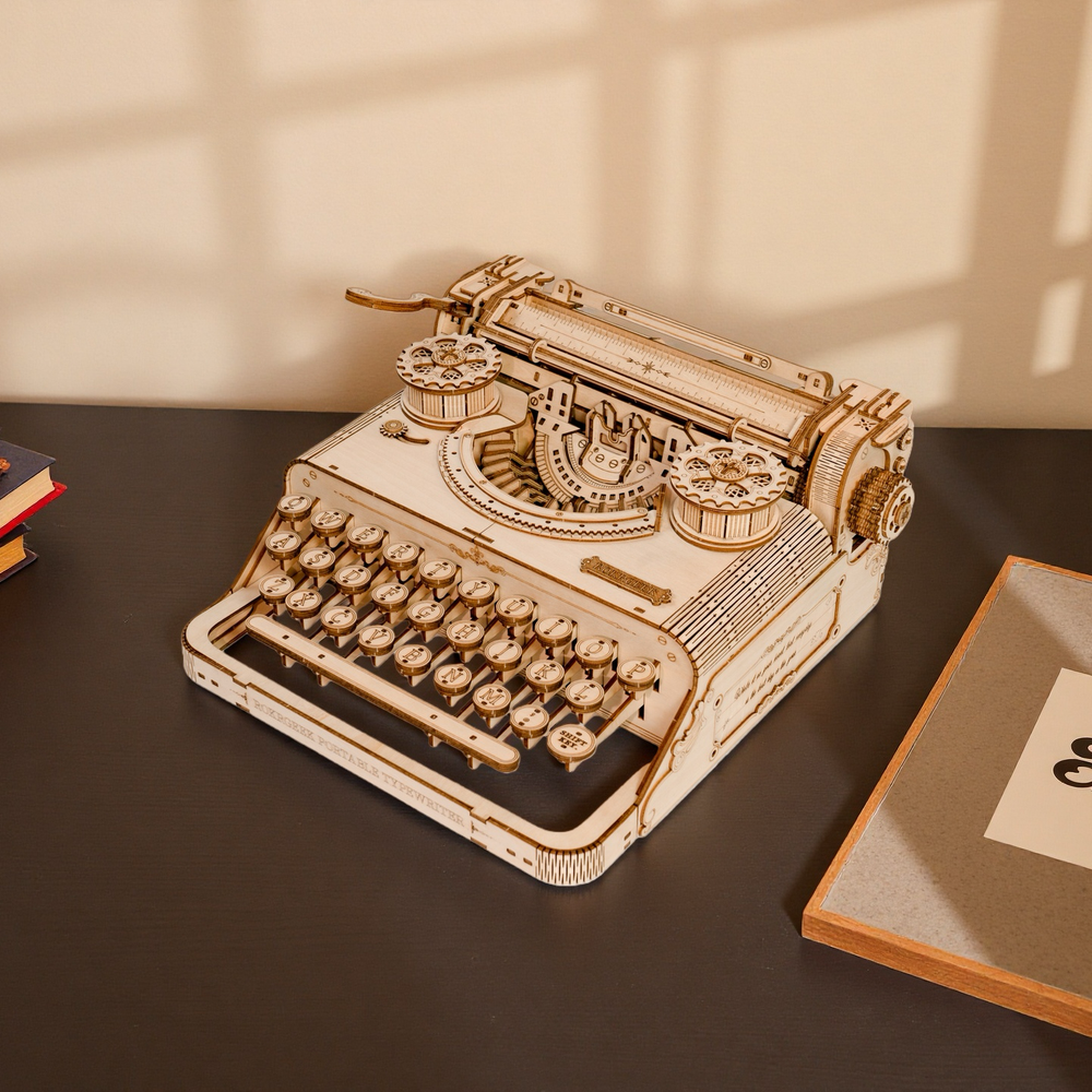 Vintage Mechanical Typewriter 3D Wooden Puzzle